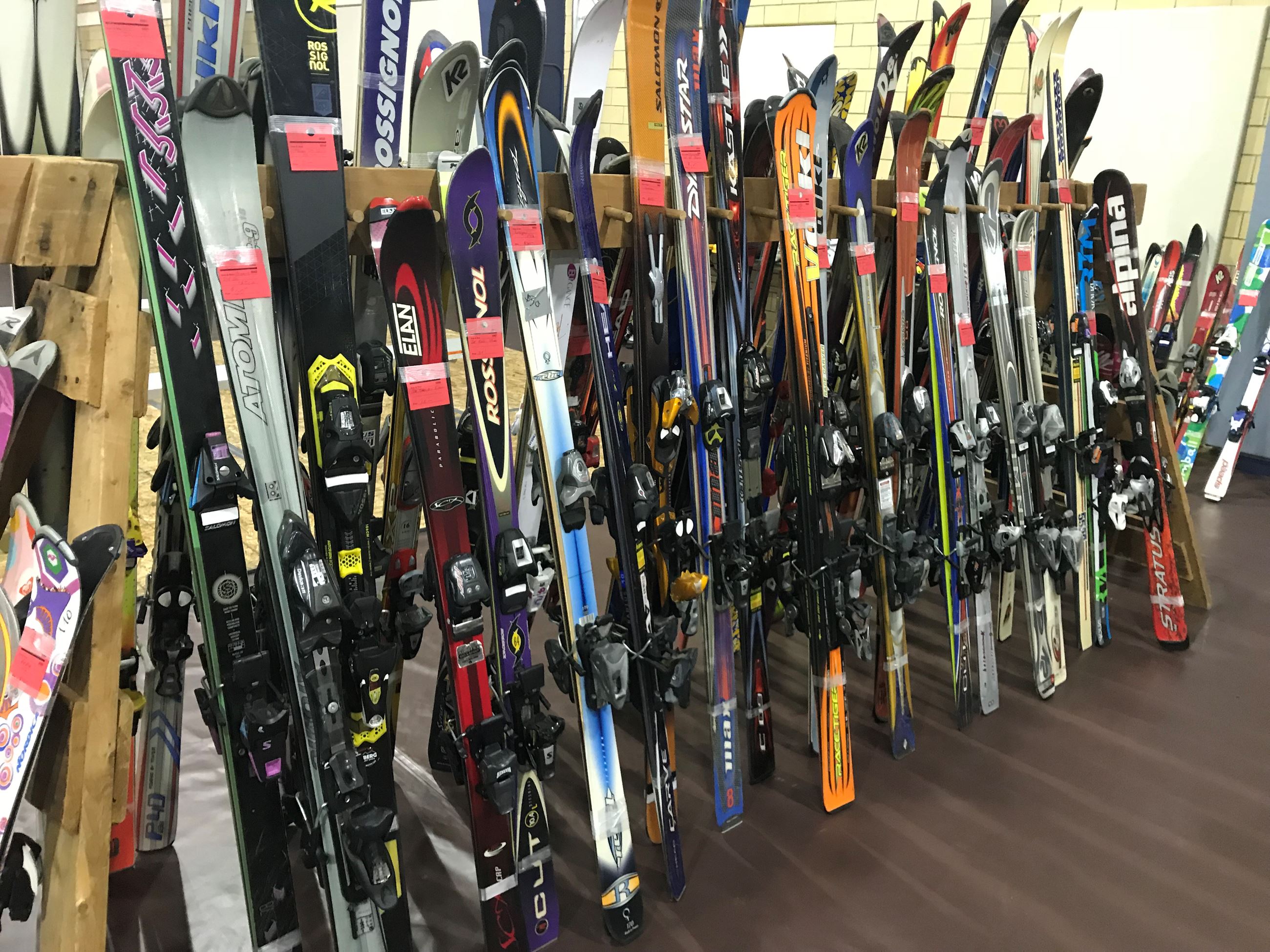 Stack of Downhill Skis